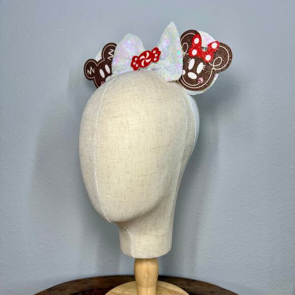 Gingerbread Cookie Elastic Minnie Ears | Disney-Inspired Adjustable Headband - Picture 3 of 5